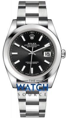 Buy this new Rolex Datejust 41mm Stainless Steel 126300 Black Index Oyster mens watch for the discount price of £10,100.00. UK Retailer.